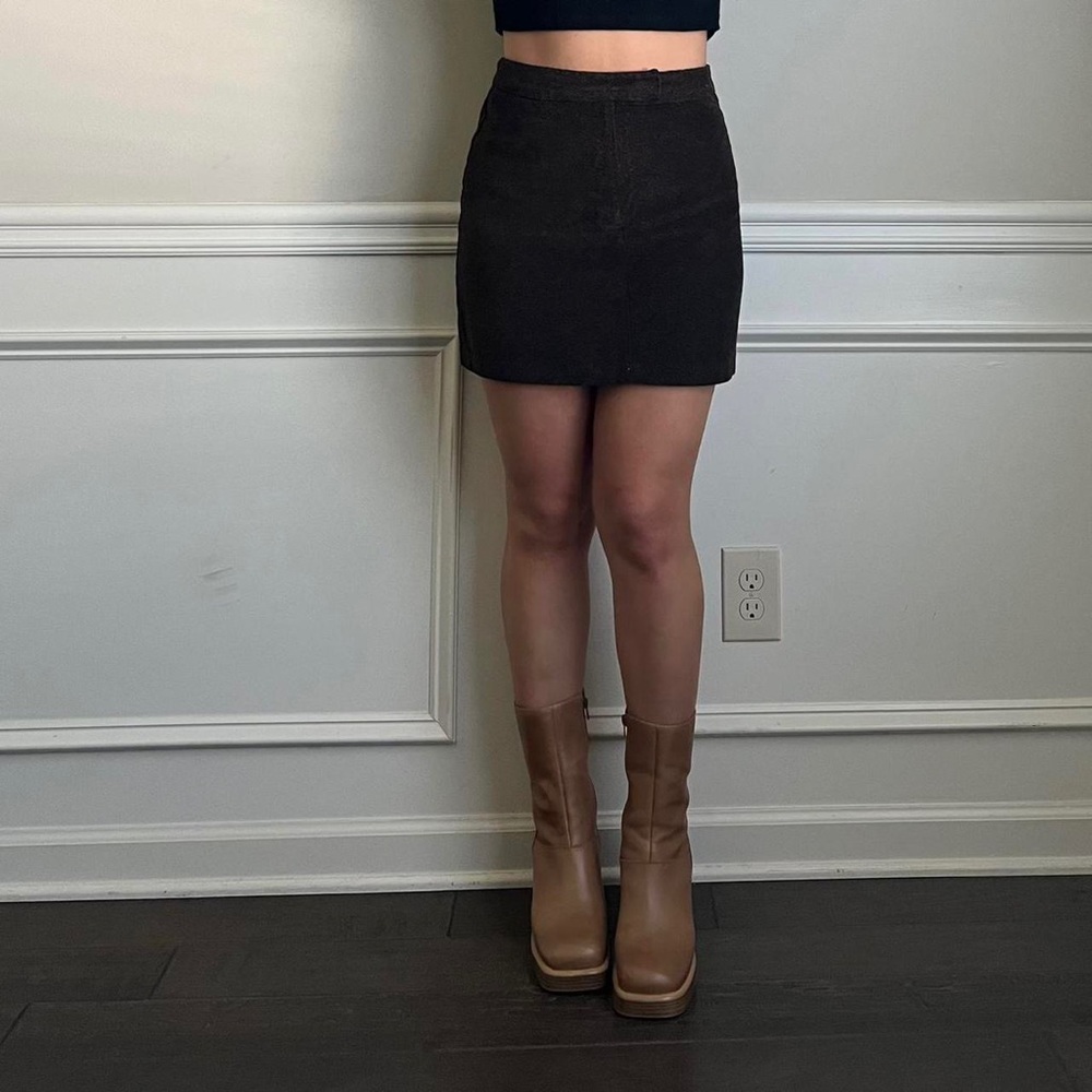 90s Y2k Vintage Express Brown Mini Skirt - image 1